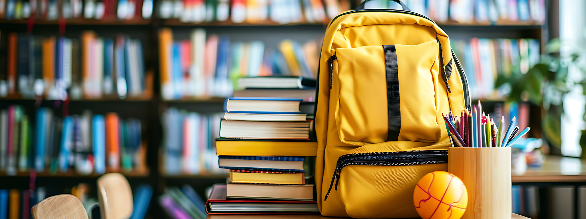 mochilas e livros no regresso às aulas